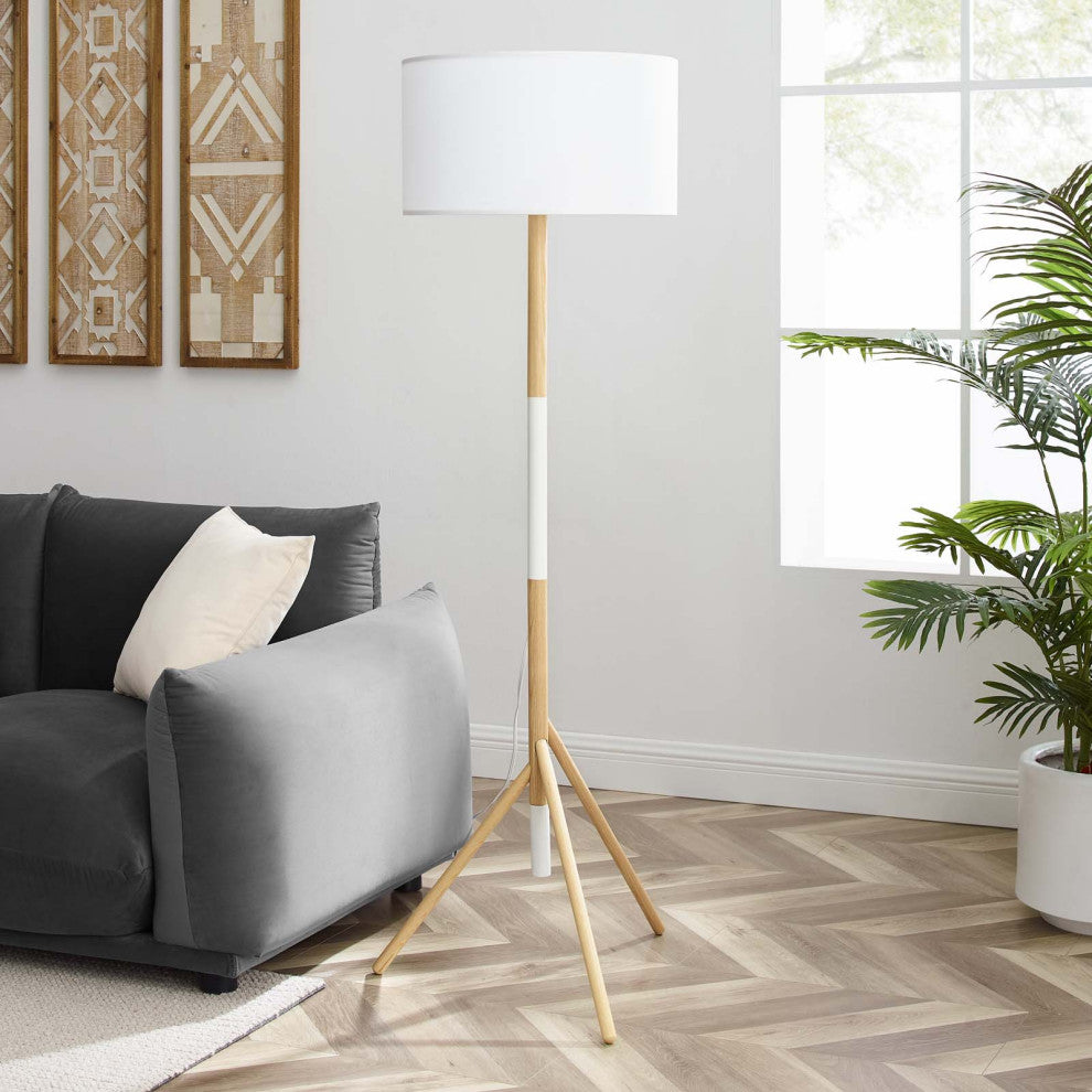 Natalie Tripod Floor Lamp White Natural