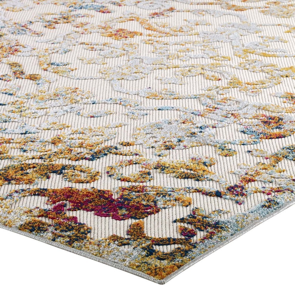 Reflect Primrose Ornate Floral Lattice 8x10 Indoor/Outdoor Area Rug