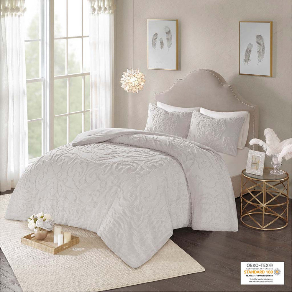 Madison Park Laetitia 3-Piece Tufted Cotton Chenille Medallion Comforter Set