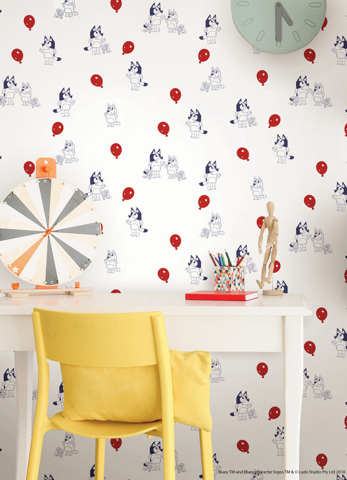 Bluey Keepy Uppy White Peel and Stick Wallpaper