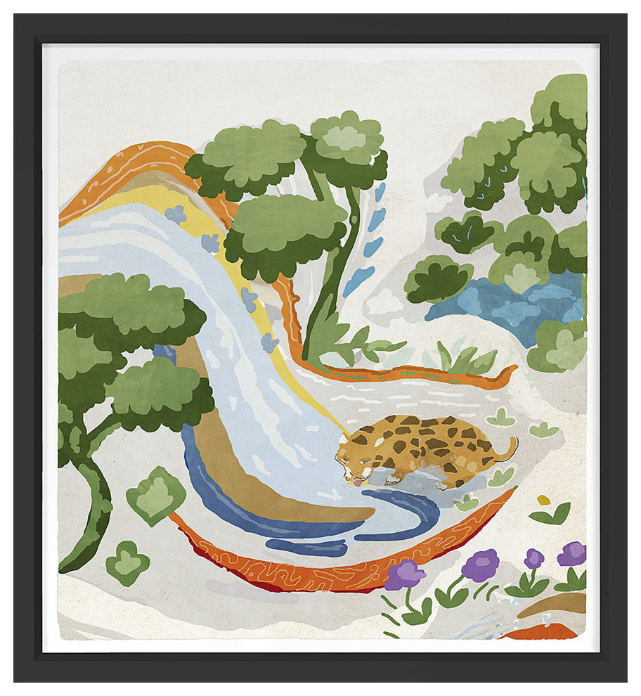 Leopard Water Fine Art Print, Black, 24"x22"