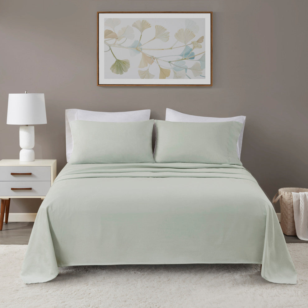 Beautyrest Oversized Flannel 4 Piece Sheet Set, Seafoam Solid