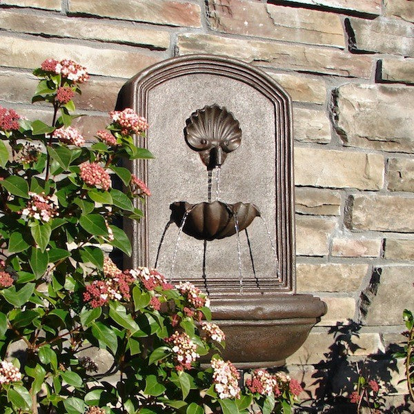 Outdoor Wall Fountain, "The Napoli" Weathered Bronze