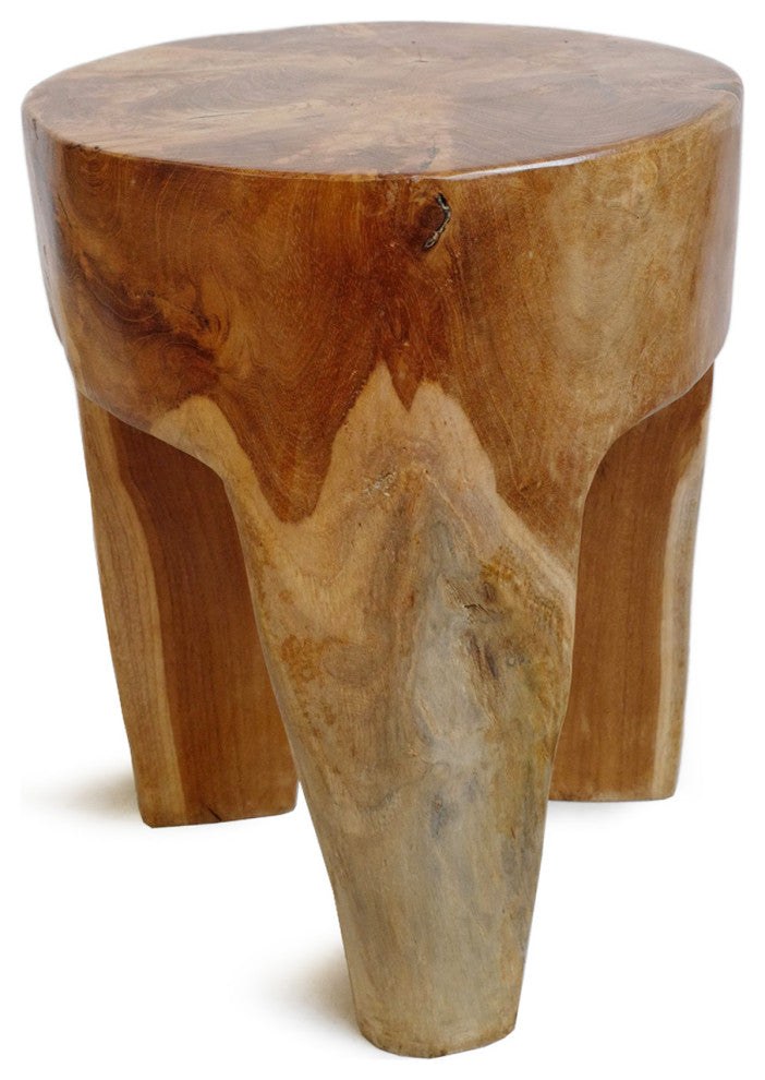 Organic Teak Root 3 Leg Stool