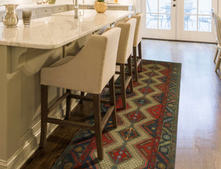 Fine Vintage Distressed Kamil Navy/Red Runner, 3'4x9'7