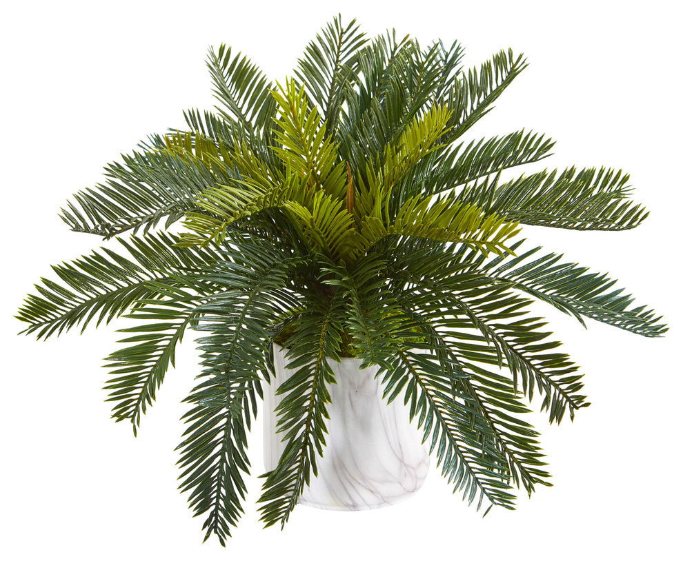 Nearly Natural Cycas Artificial Plant in Marble Finished Vase