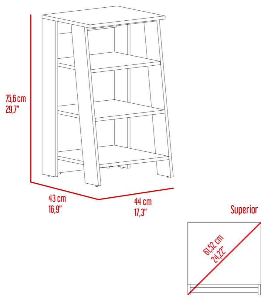 FM FURNITURE Phoenix Linen Cabinet with 3 Open Shelves, Light Oak/ White