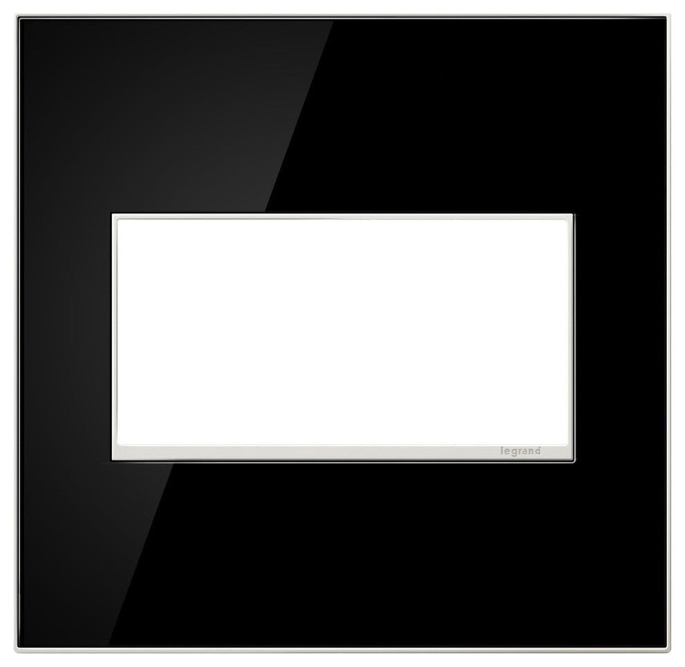 Adorne Real Metal 2-Gang Wall Plate, Mirror Black