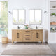 Laurel Bathroom Vanity with Calacatta White Quartz Stone Countertop, Weathered Fir, 72", With Mirror