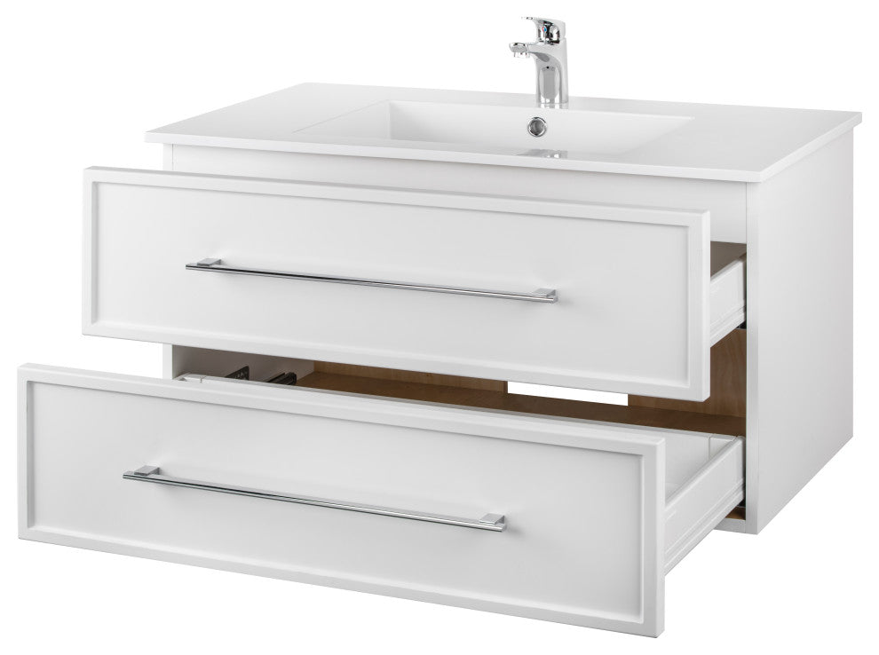 Milano Wall Hung Vanity, White, 36"