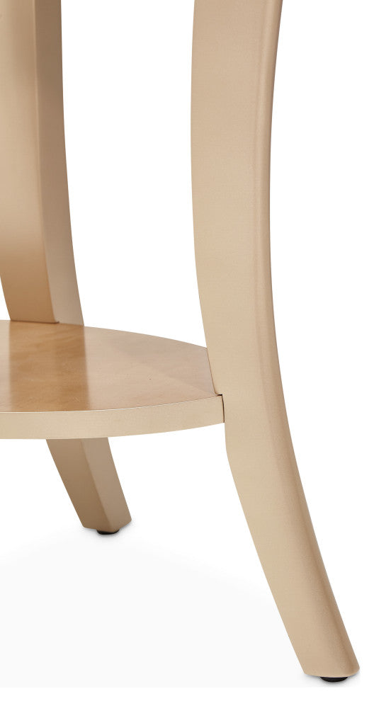 Malibu Crest Wood End Table with Glass Top - Chardonnay