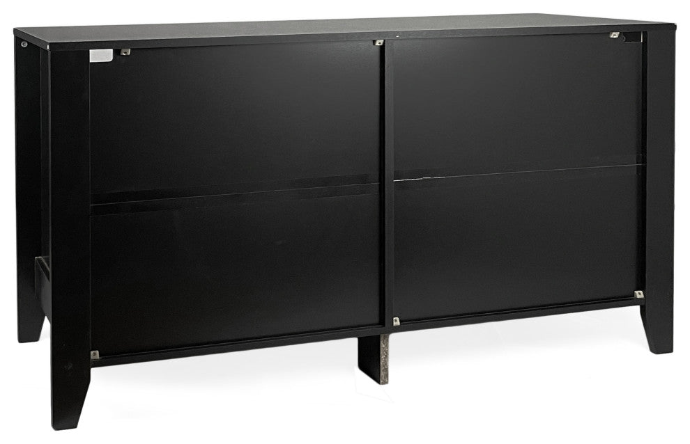 Cleary Contemporary Faux Wood 6 Drawer Double Dresser, Black