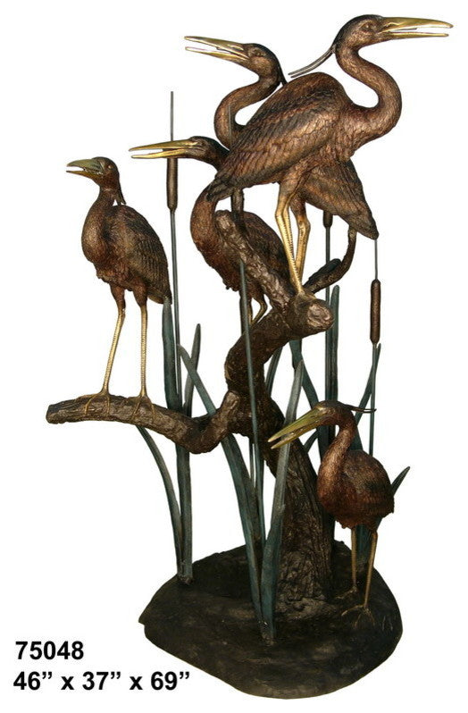 5 Herons in March Fountain, 69" Design