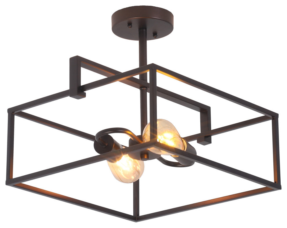 Chloe Lighting Nolan Farmhouse 2-Light Black Square Semi-Flush Pendant
