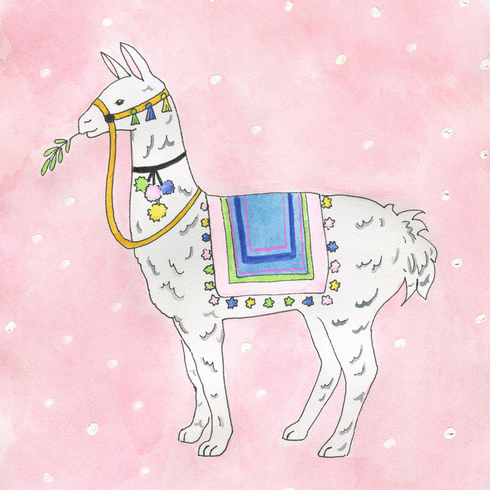 "Alpaca Rides" Painting Print on Wrapped Canvas, 48"x48"