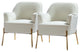 Nora Upholstered Velvet Accent Chair With Golden Base Set of 2, Ivory