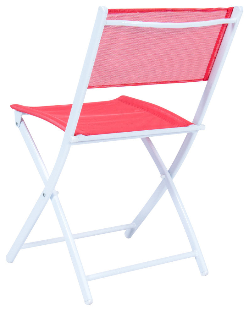 LeisureMod Outdoor Bistro Folding Table Chairs Set, Red