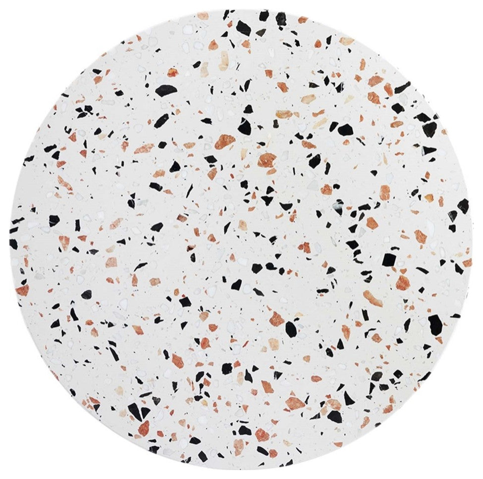 Modway Lippa 28" Round Modern Terrazzo/Metal Dining Table in Black/White