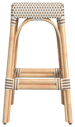 Tobias 30" Rectangular Rattan Barstool, Beige