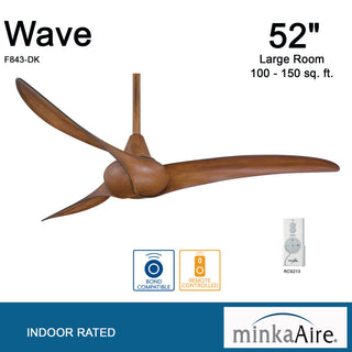MinkaAire Distressed Koa Wave 52" 3-Blade Indoor Ceiling Fan w/ Remote