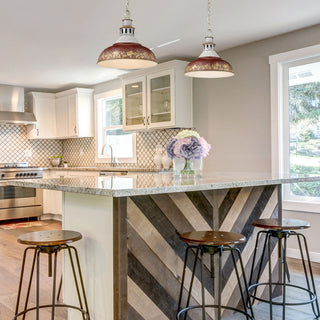 Kinsley Large Pendant, Aged Galvanized Steel With Antique Red Shade