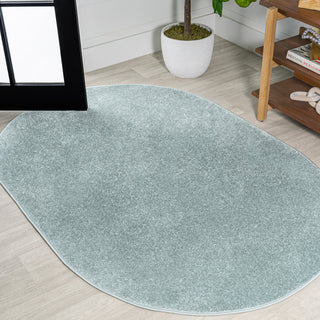 Haze Solid Low-Pile Runner Rug, Light Blue, 3 X 5 Oval
