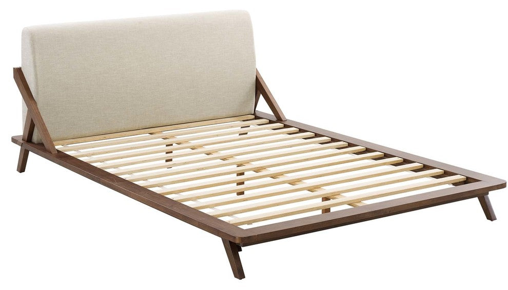 Luella Queen Upholstered Fabric Platform Bed, Cappuccino Beige