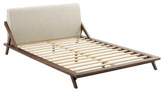 Luella Queen Upholstered Fabric Platform Bed, Cappuccino Beige