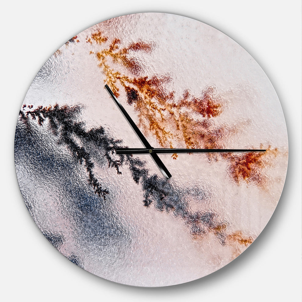 Moss Agate and Dendrite Crystals Macro Large Metal Wall Clock, 23"x23"