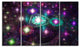 Far Bright Colorful Space Galaxy, Abstract Canvas Art Print, 48"x28", 4 Panels