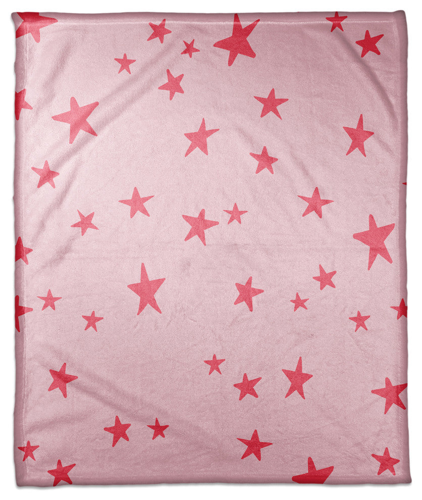 Pink Stars Pattern 50x60 Coral Fleece Blanket
