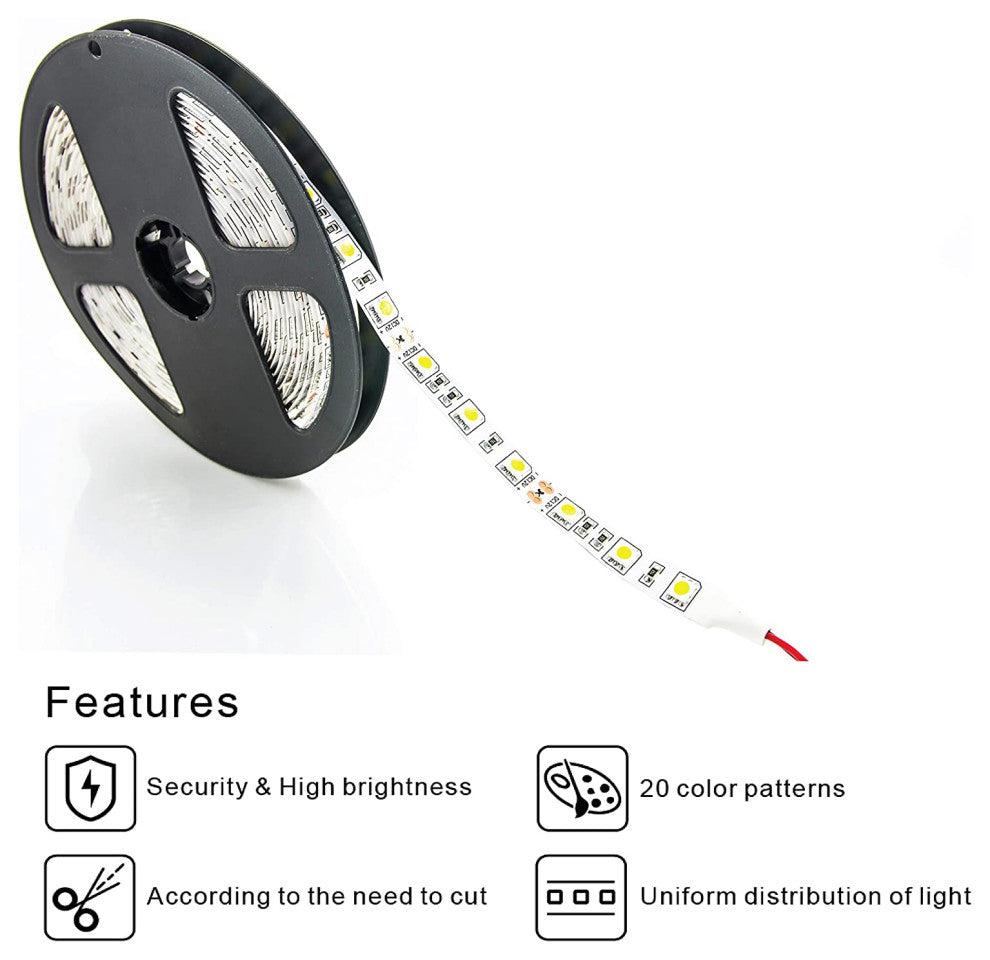WBM Smart Remote Control Led Strip Light With 24 Key, RGB Led Strip Light 16 ft.