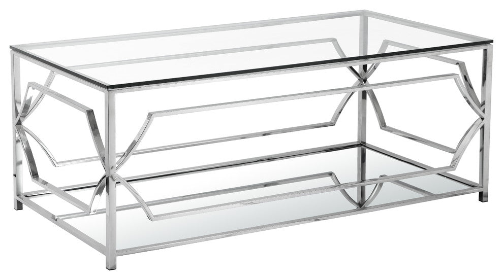Edward Rectangular Coffee Table, High Polish Steel