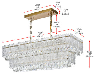 Elegant Lighting 1780G37 Emilia 6 Light 37"W Crystal Linear - Chrome