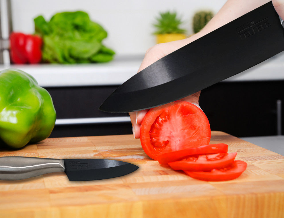 Casa Neuhaus Black Series 7 Inch Professional Chef's Knife - Black Ceramic Blade