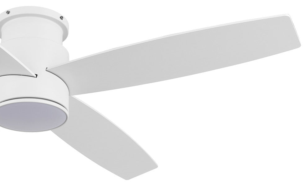 52" 4-Blade Flush Mount LED Ceiling Fan With Remote and Light, White