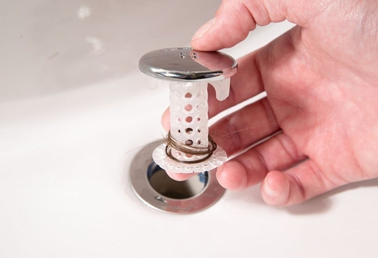 SinkShroom Round Drain Hair Catcher, Metallic, Silicone