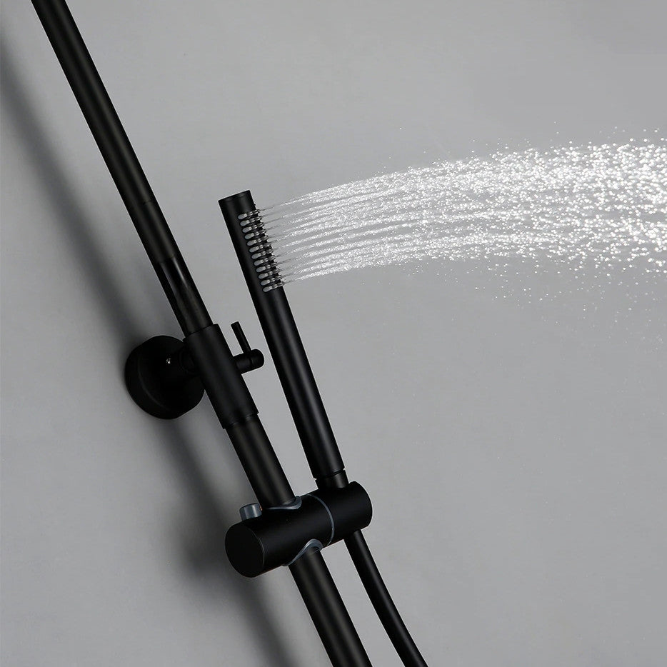 Wasser™ Matte Black Shower Faucet With Handheld Shower Head, 12" Showerhead