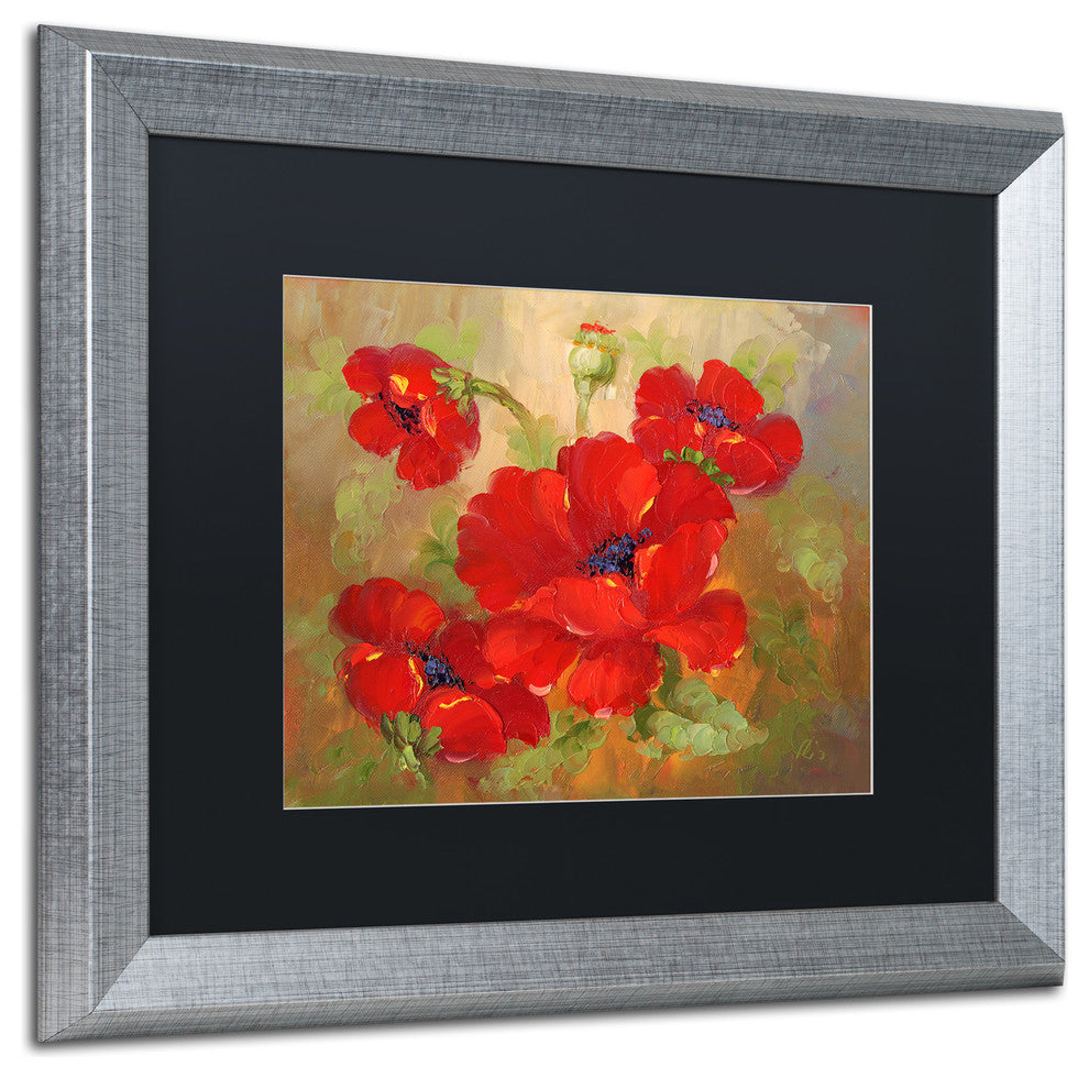'Poppies' Silver Framed Canvas Art by Rio