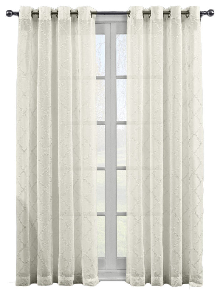 Harvard Embroidered 2PC Sheer Panels, Beige, 108"x84"