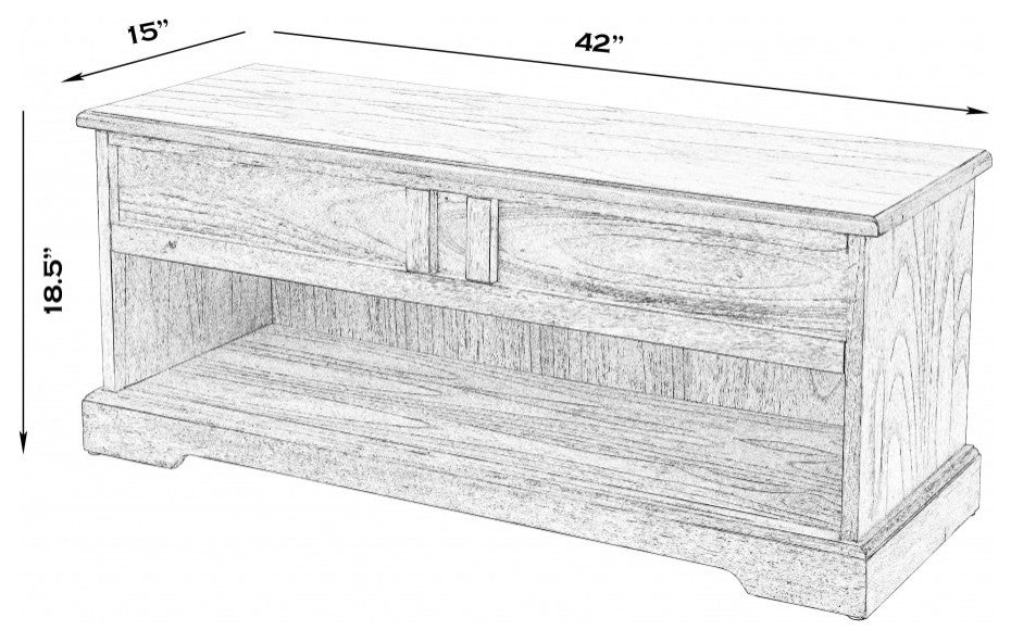 Natural Wood Classic Bench With Storage