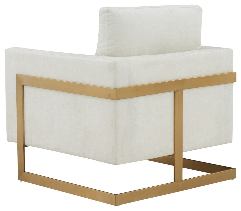 Modrest Prince Contemporary White Fabric + Gold Steel Accent Chair