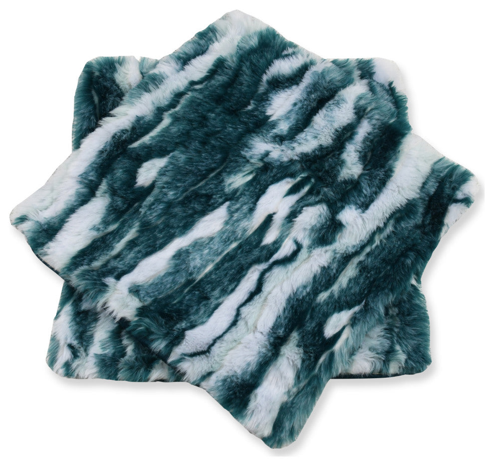 Jacquard Faux Fur Pillow Covers Set of 2, Deep Teal, 26'' x 26''