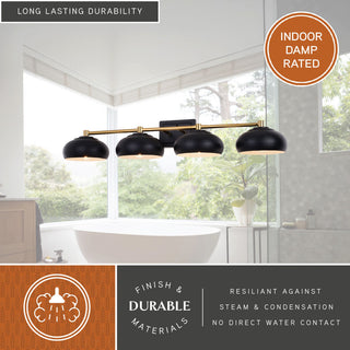 Belmont 4 Light Vanity Matte Black and Satin Brass