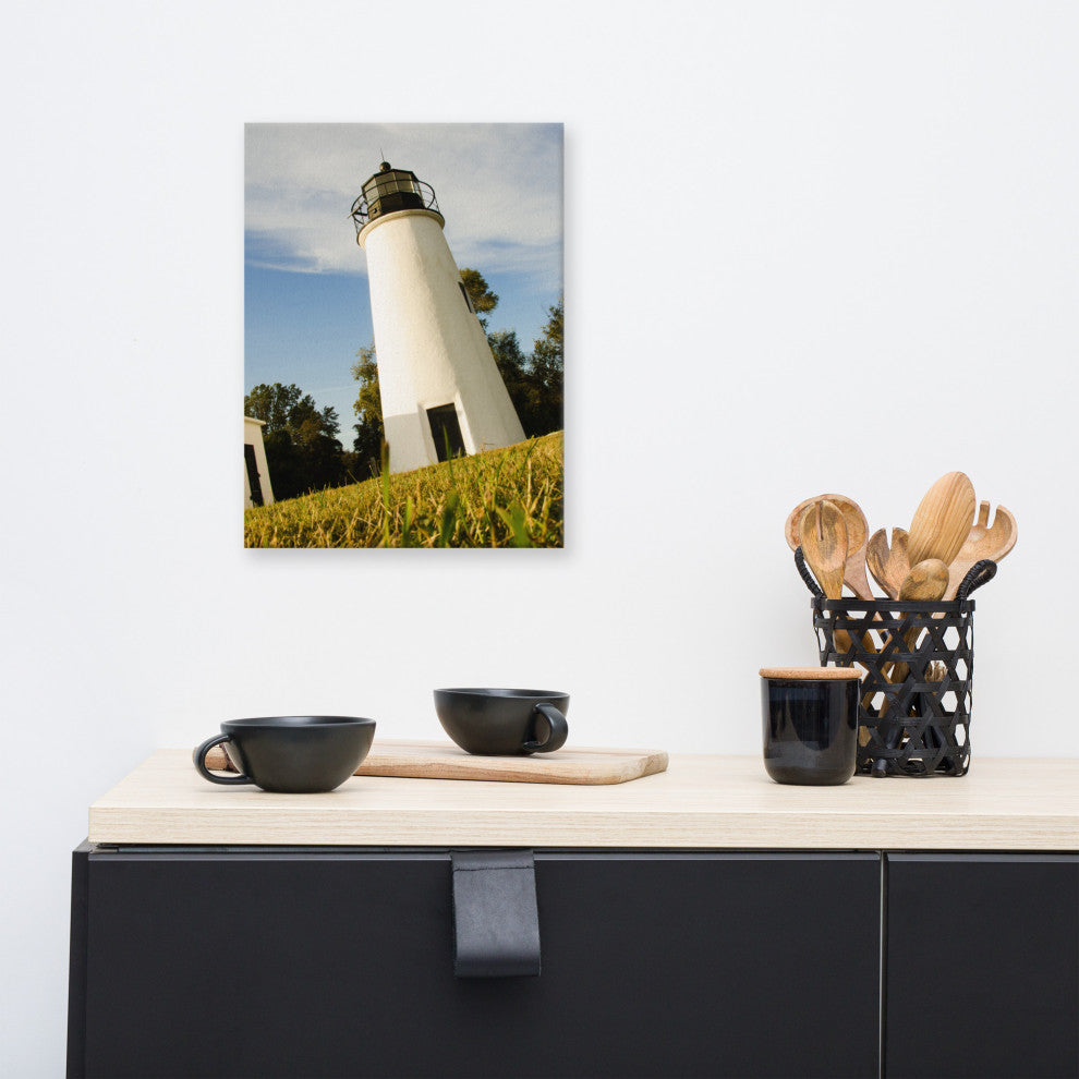 Turkey Point Lighthouse Coastal Landscape Photography Canvas Wall Art, 12" X 16"