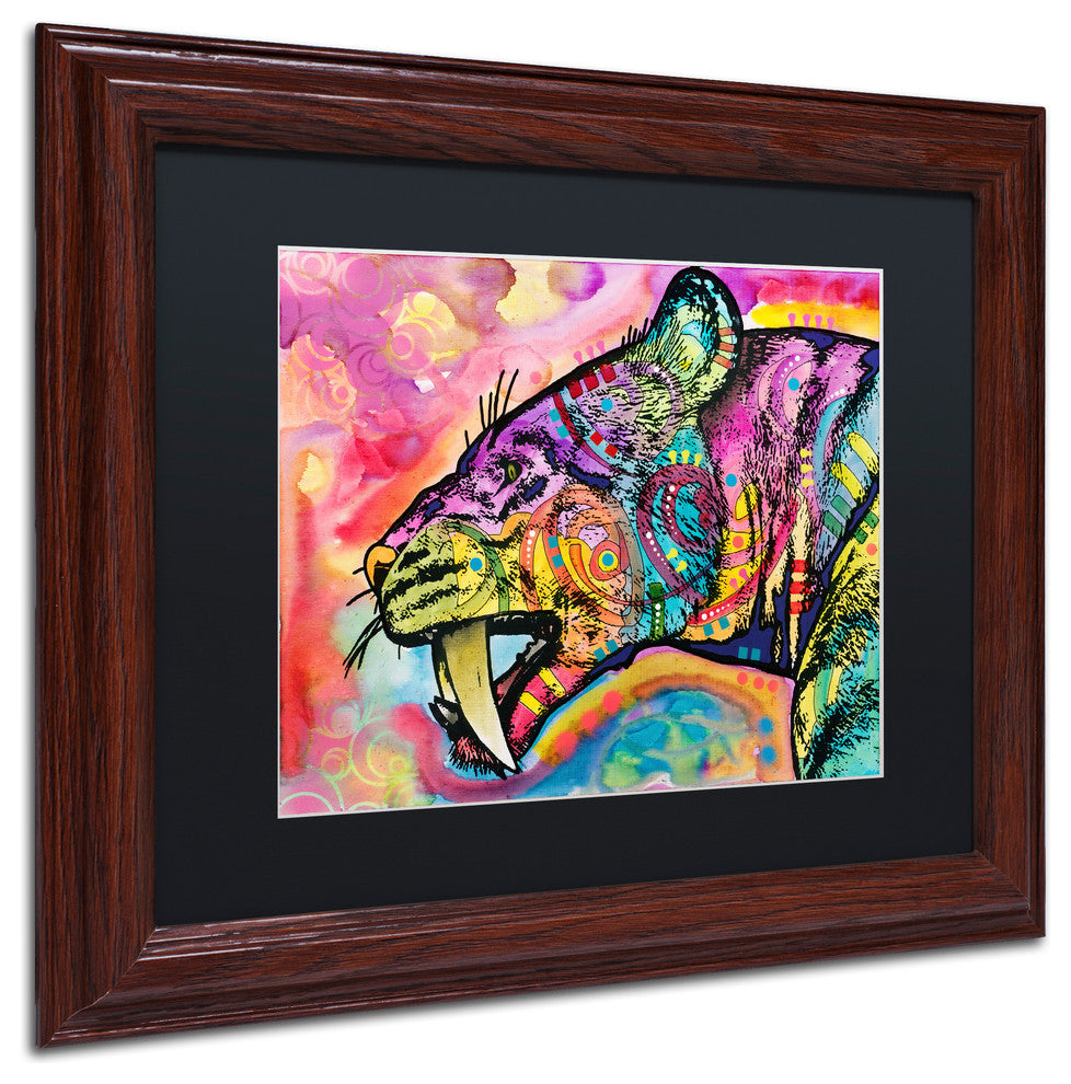 Dean Russo ''Saber Tooth'' Matted Framed Art, Wood Frame, Black Mat, 14x11
