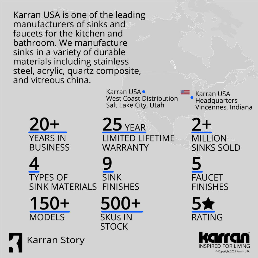 Karran Farmhouse Apron Front Quartz 34" Double Bowl Kitchen Sink, Brown