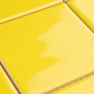 Twist Square Ceramic Mosaic Tile, Yellow Lemon