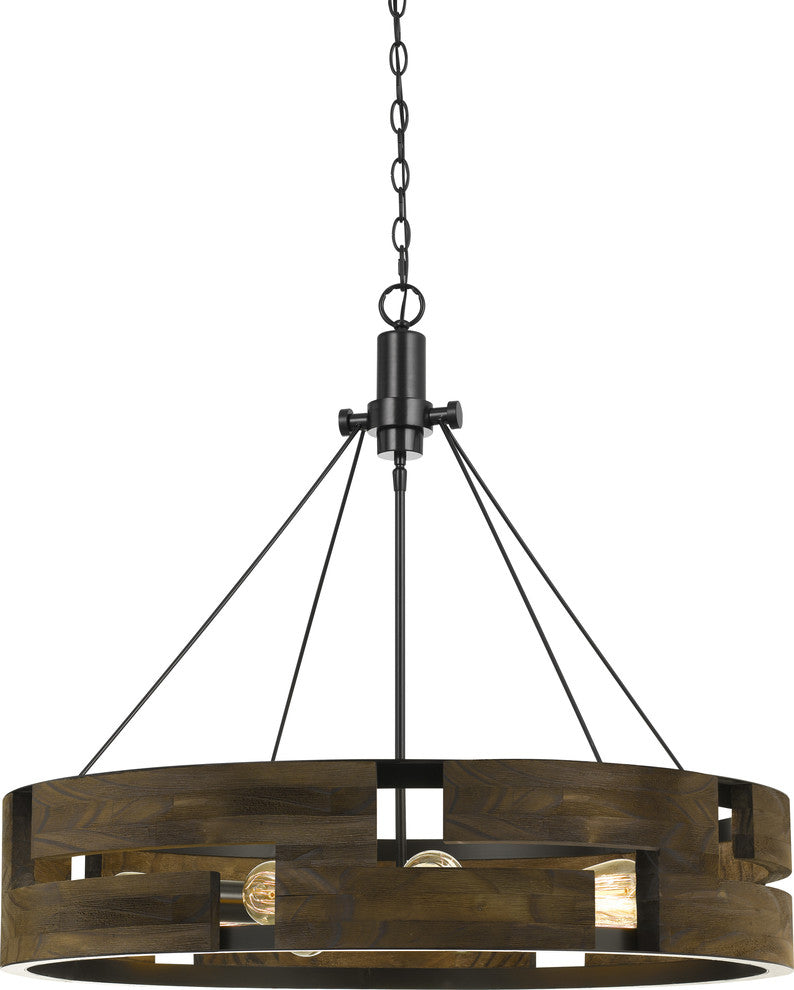60W Bradford Metal, Wood Chandelier