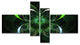 Green Fractal Flower in Dark, Green, Floral Art Canvas Print, 60"x32", 4 panels